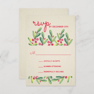 Holiday Berries and Greens Christmas Party RSVP Card