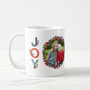Holiday Berries Modern Christmas Joy Photo Coffee Mug
