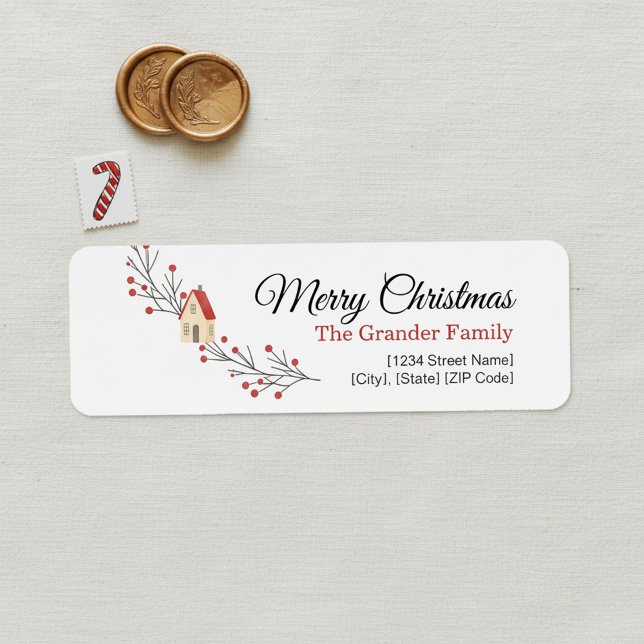 Holiday Berry Branch Christmas (holiday party return address label)