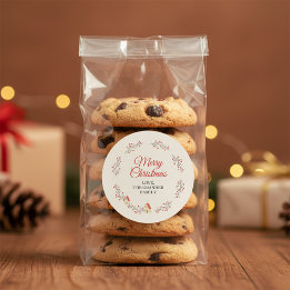 Holiday Berry Branch Christmas Classic Round Sticker