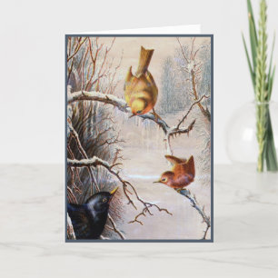 Holiday Birds Victorian Christmas Card