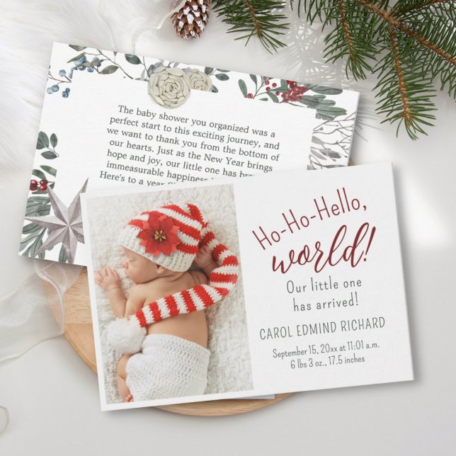 Holiday Birth Stats Announcement Baby Shower Photo (Creator Uploaded)