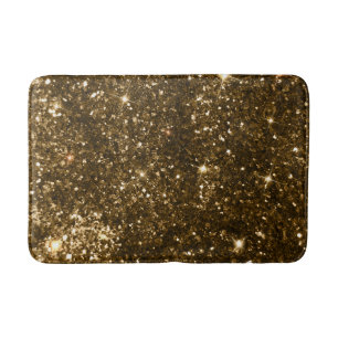 Holiday Black and Gold Faux Glitter Christmas Bath Mat