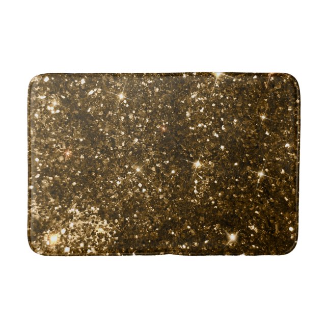 Holiday Black and Gold Faux Glitter Christmas Bath Mat (Front)