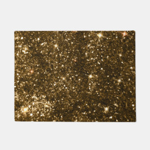Holiday Black and Gold Faux Glitter Christmas Doormat