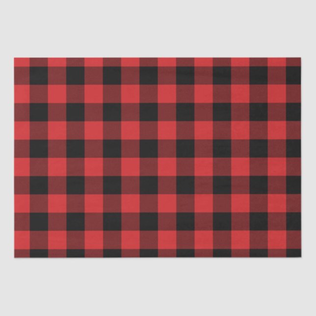 Holiday Black and Red Buffalo Plaid Tissue Paper (Front)