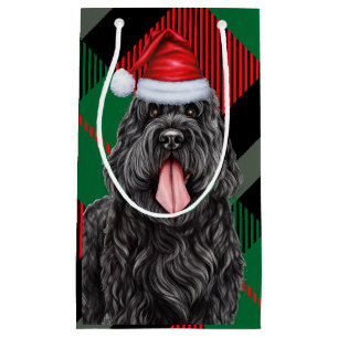 Holiday Black Russian Terrier Plaid Christmas Small Gift Bag