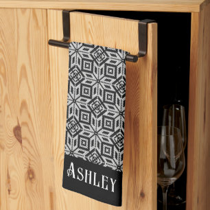 Holiday Black & White Scandinavian Pattern Tea Towel