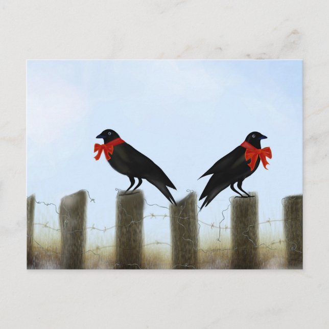 Holiday Blessing Crows Postcard (Front)