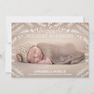 Holiday Blessing Foliage Birth Announcement