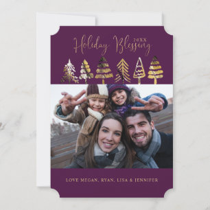 Holiday Blessing Purple Gold & Black Trees Photo