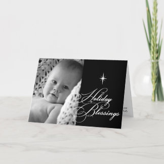 Holiday blessings bright star christmas photo card