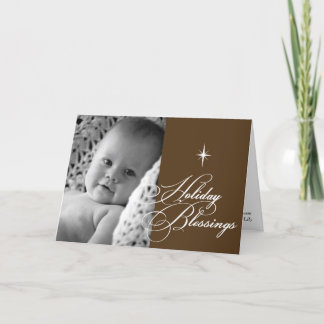 Holiday blessings bright star christmas photo card