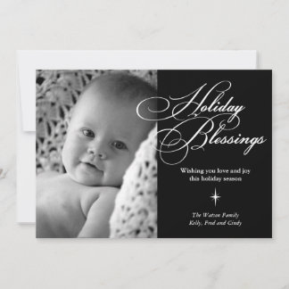 Holiday blessings bright star christmas photo card