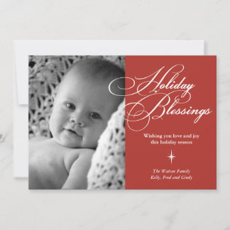 Holiday blessings bright star christmas photo card