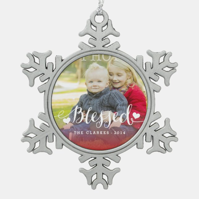 Holiday Blessings | Holiday Photo Ornament (Front)