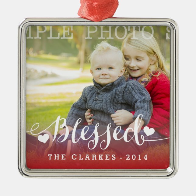 Holiday Blessings | Holiday Photo Ornament (Front)