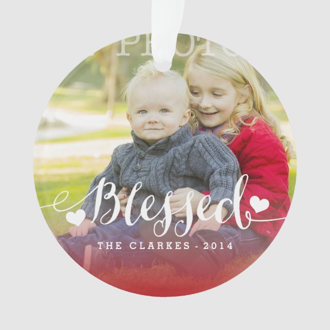 Holiday Blessings | Holiday Photo Ornament (Front)