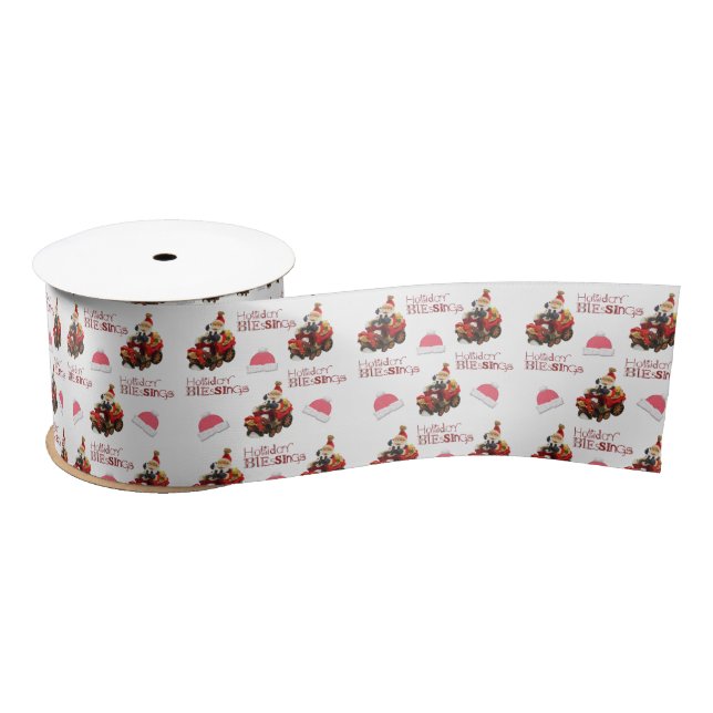 Holiday Blessings, Joy Merry Christmas Santa Claus Satin Ribbon (Spool)