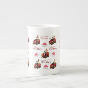 Holiday Blessings Merry Christmas, Santa  Bone China Mug