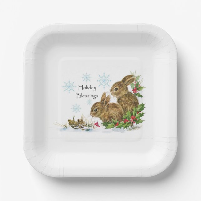 "Holiday Blessings"  Paper Plates Christmas (Front)