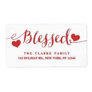 Holiday Blessings Red White   Address Label