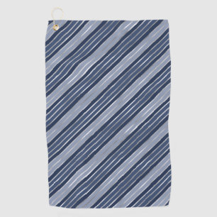 Holiday Blue and Silver Foil Christmas Stripes Golf Towel