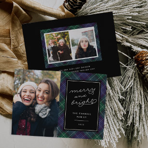 Holiday Blue & Green Tartan   Christmas Photo Card