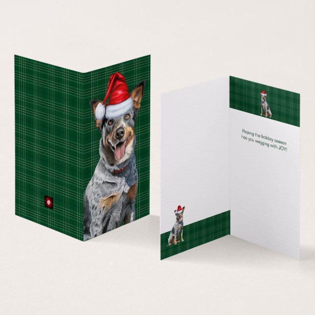 Holiday Blue Heeler Dog Green Plaid Christmas (Inside and Outside)