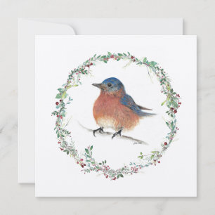 Holiday Bluebird Watercolor Art Card