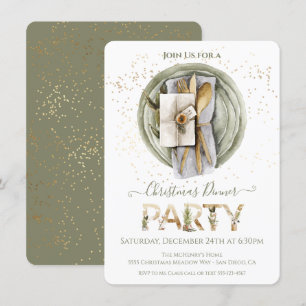 Holiday Boho Christmas Dinner Party Invitation