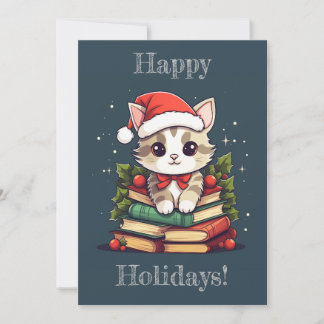 Holiday Book Cat Card