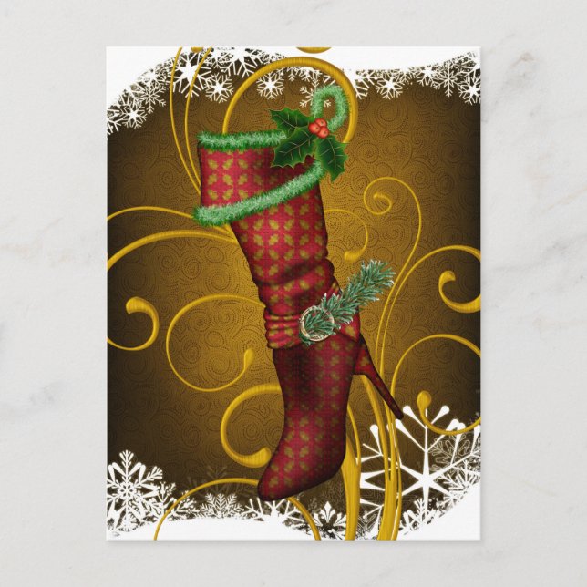 Holiday Boot Christmas Postcard (Front)