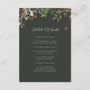 Holiday Botanical Dark Green Schedule of Events Enclosure Card