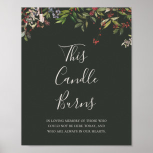 Holiday Botanical   Dark Green This Candle Burns Poster