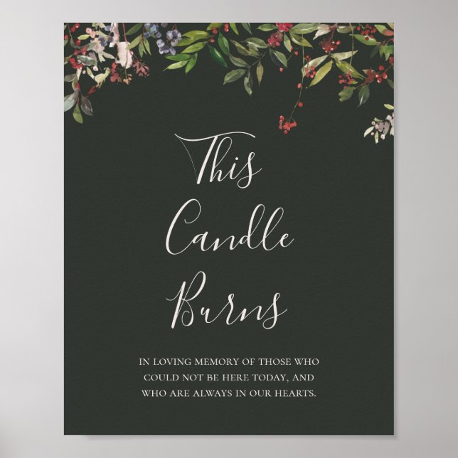Holiday Botanical | Dark Green This Candle Burns Poster (Front)