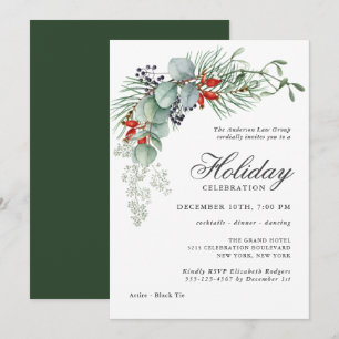 Holiday Botanical Greenery Corporate Party Invitation