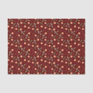 Holiday Botanical Orange and Spice Pattern Tissue Paper