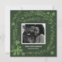 Holiday Botanical Shadows Green Photo Card