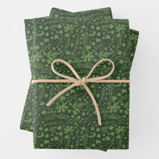 Holiday Botanical Shadows Green Wrapping Paper Sheet