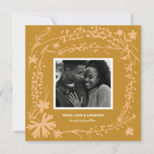 Holiday Botanical Shadows Ochre Photo Card