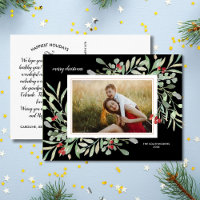Holiday Botanicals Family Photo Elegant Black