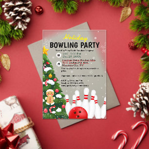 Holiday Bowling Party Christmas Tree Acrylic Invitations