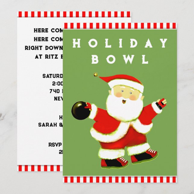Holiday Bowling Party Invitation (Front/Back)
