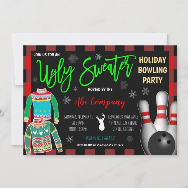 Holiday Bowling Party Invitation (Front)