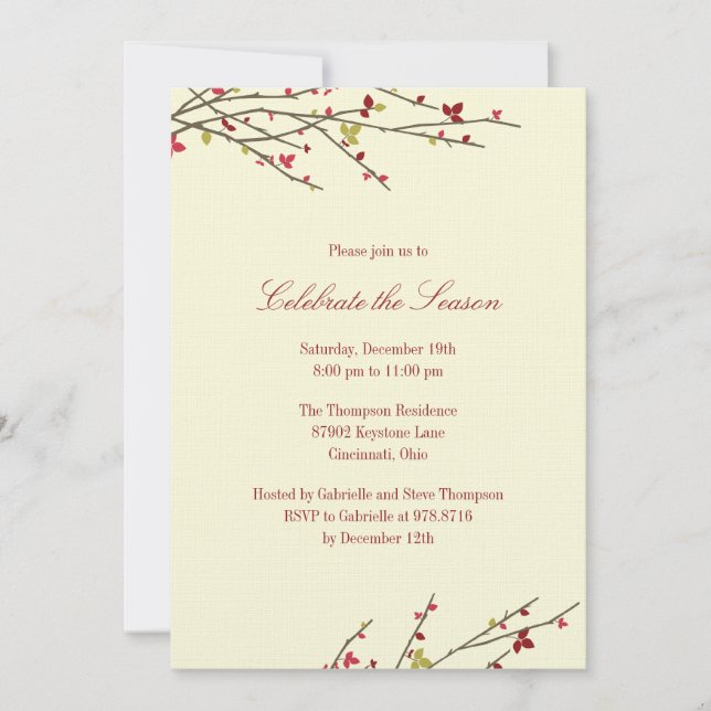 Holiday Branches Holiday Party Invitation (Front)