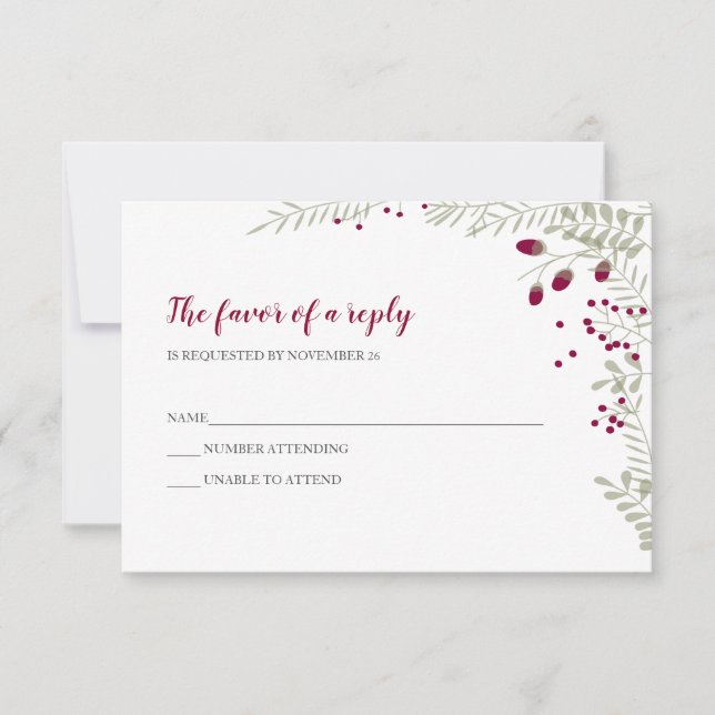 Holiday Branches Wedding RSVP (Front)