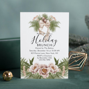 Holiday Brunch   Christmas Brunch Chic Floral Invitation