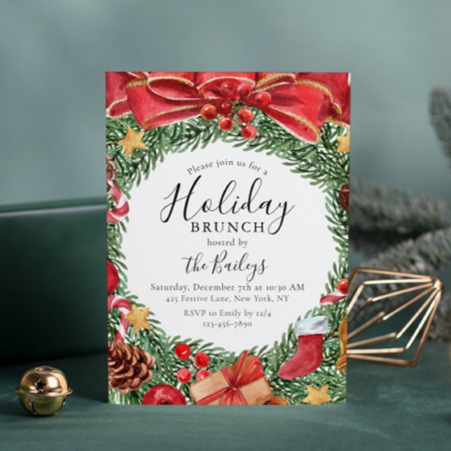 Holiday Brunch | Christmas Brunch Chic Floral Invitation (Creator Uploaded)