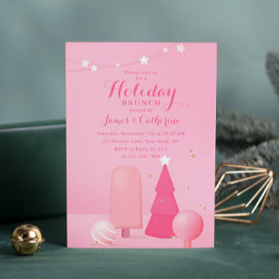 Holiday Brunch Christmas Brunch Pink Modern Party Invitation